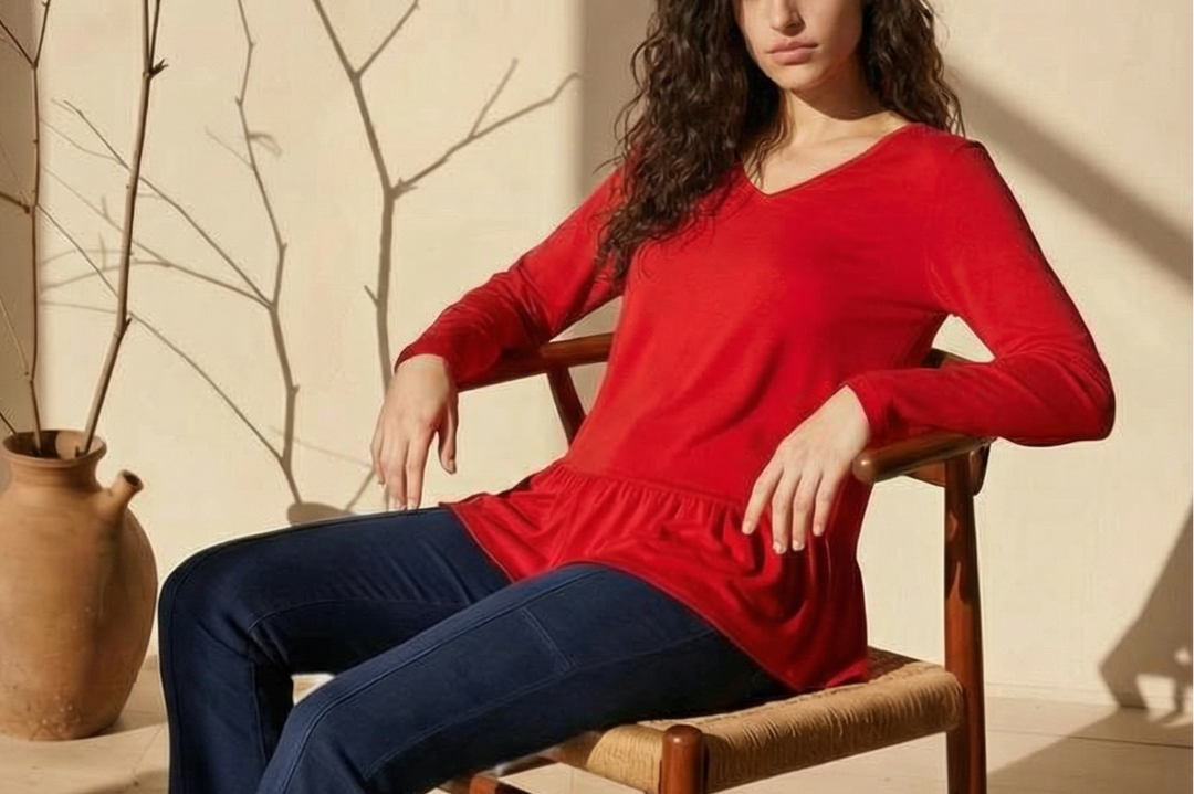 Shop women's long sleeve tops made in the USA. Cozy, stylish American-made styles perfect for layering or everyday wear.