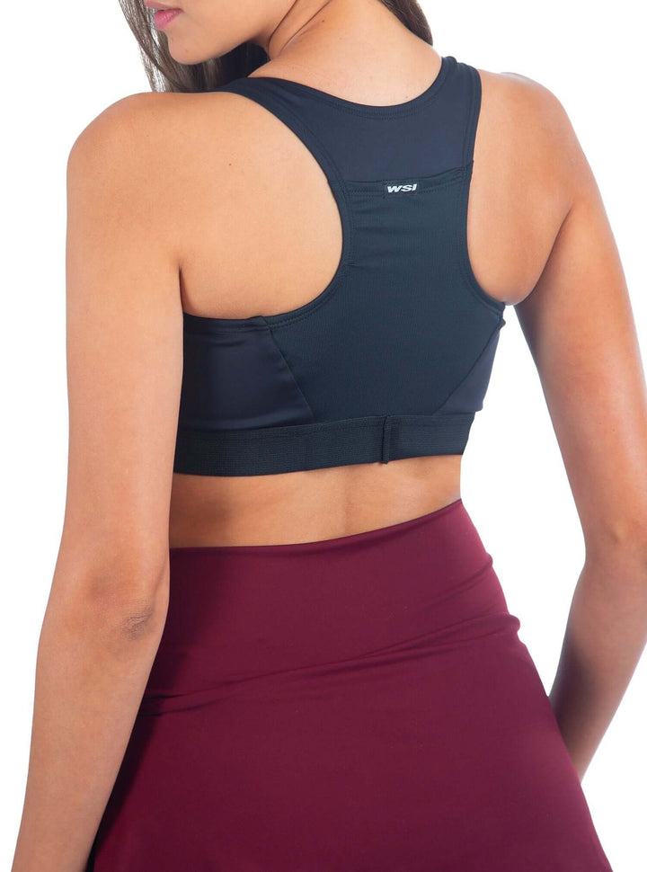 Made in USA WSI Sportswear Eco Tech-Flex Pocketed Sports Bra in Black