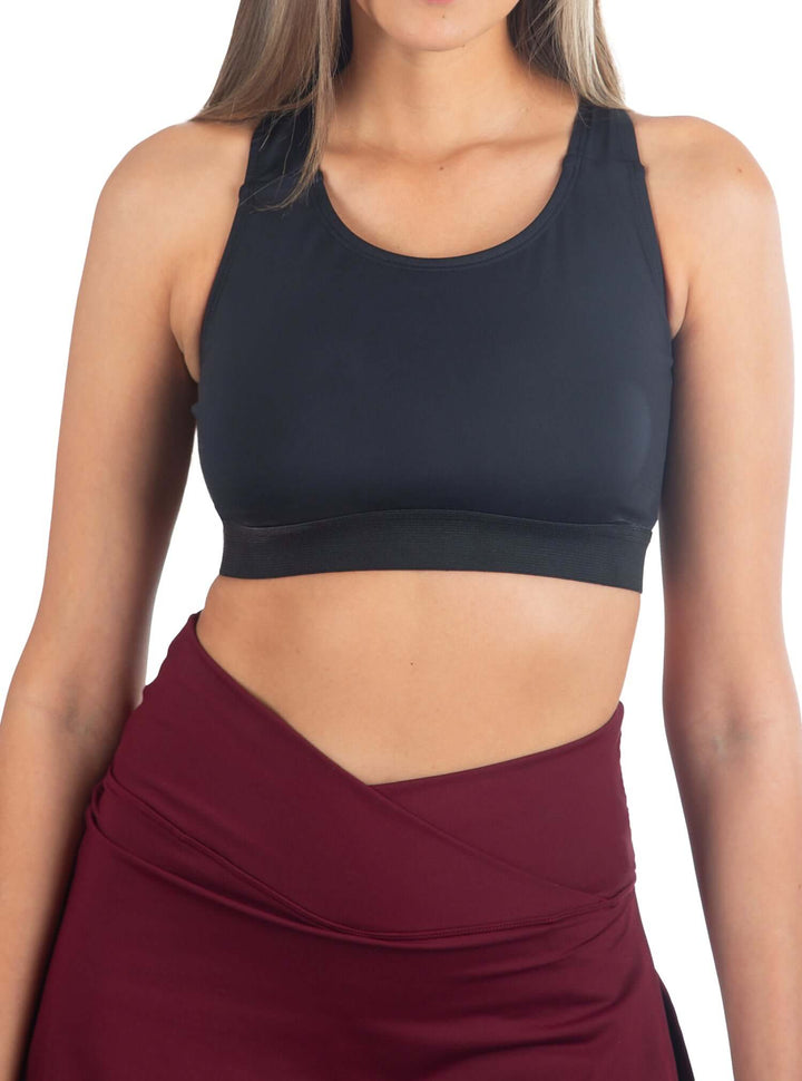 Made in USA WSI Sportswear Eco Tech-Flex Pocketed Sports Bra in Black