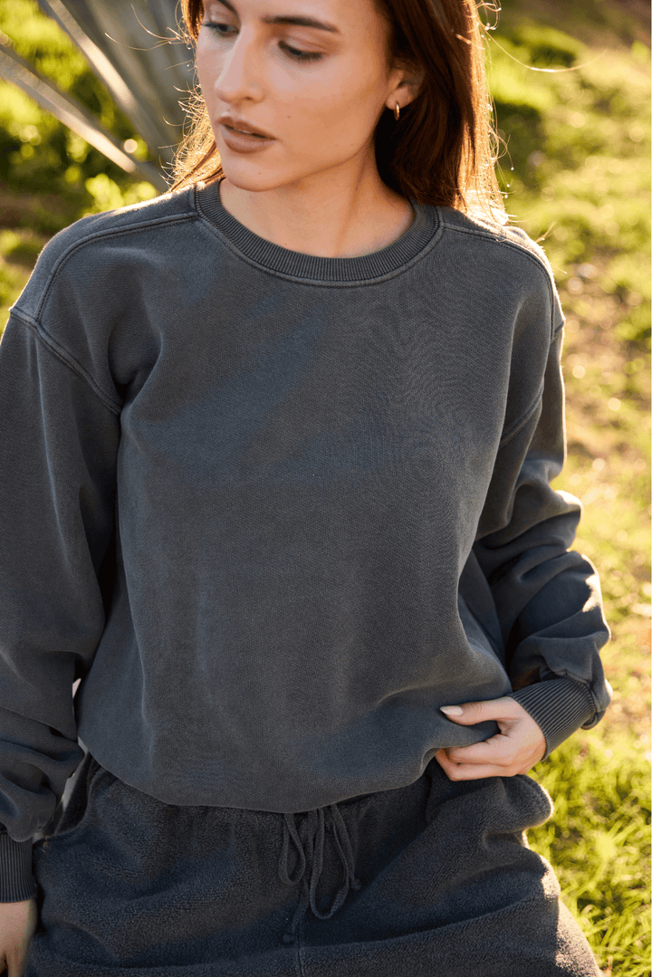 The Organic Sweatshirt by People of Leisure — 100% organic cotton, relaxed cozy fit. Ethically made in LA. Sizes XS–XL
