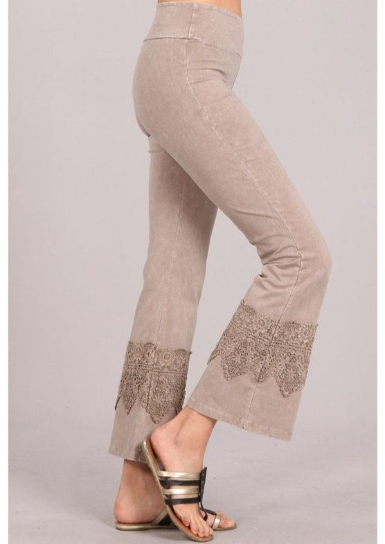 Stand Out Cropped Flare Pants with Crochet Detail CLEARANCE FINAL SALE