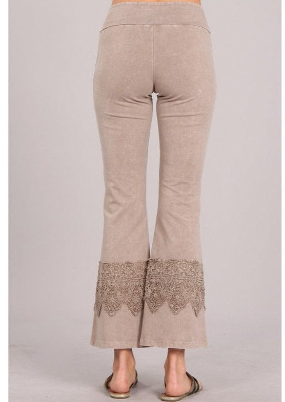 Stand Out Cropped Flare Pants with Crochet Detail CLEARANCE FINAL SALE