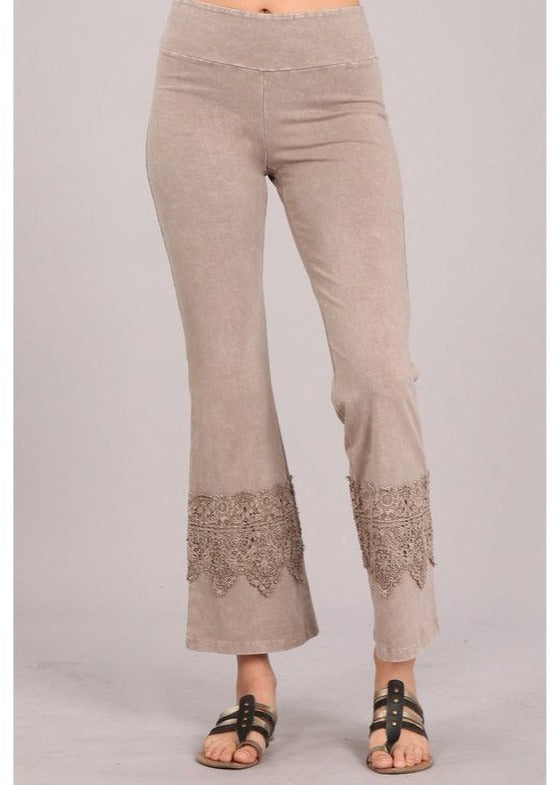 Stand Out Cropped Flare Pants with Crochet Detail CLEARANCE FINAL SALE