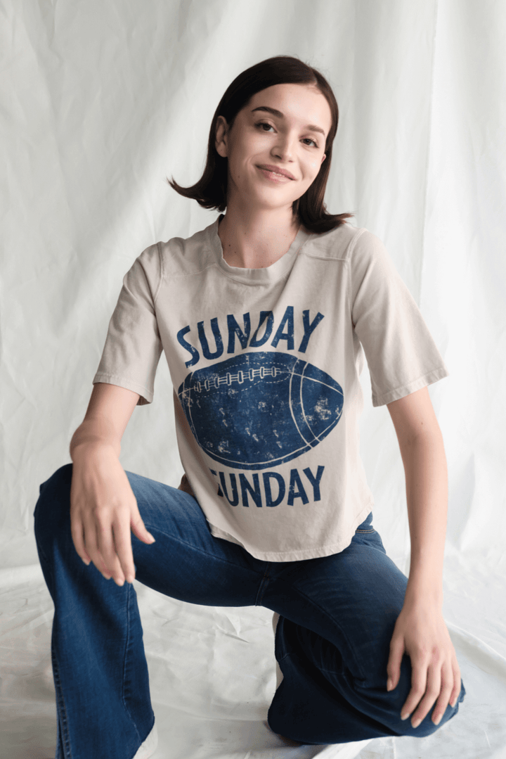 Sundays are for sleeping in, brunch, and most importantly – FOOTBALL! Our "SUNDAY FUNDAY" graphic tee is here to celebrate your favorite day of the week. 