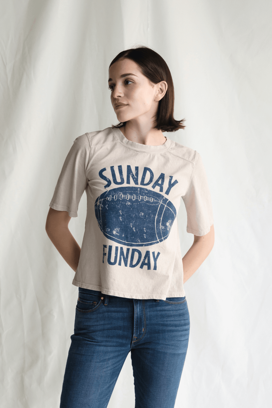 Sundays are for sleeping in, brunch, and most importantly – FOOTBALL! Our "SUNDAY FUNDAY" graphic tee is here to celebrate your favorite day of the week. 