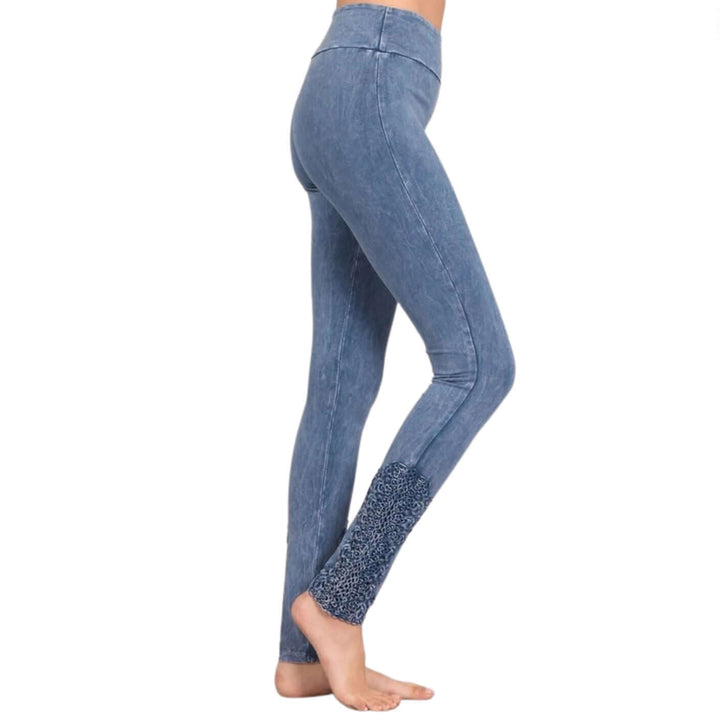 Mineral Washed Jeggings Crochet Ankle Detail - Clearance Final Sale