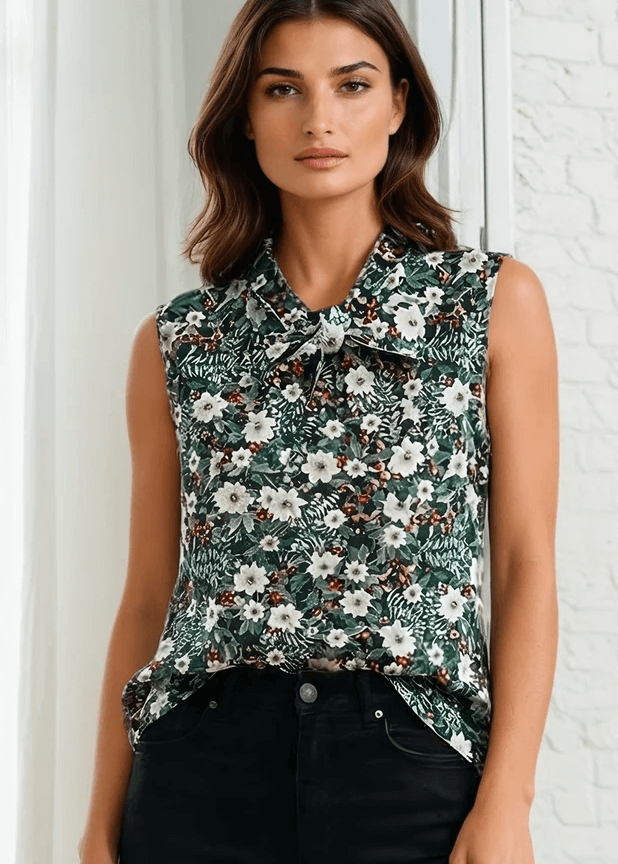 Made in USA, this women's top is for the vintage lover at heart! Now available in our Winter Floral print. This 100% cotton top features bust darts for a flattering silhouette, a side zippered closure for ease of wear