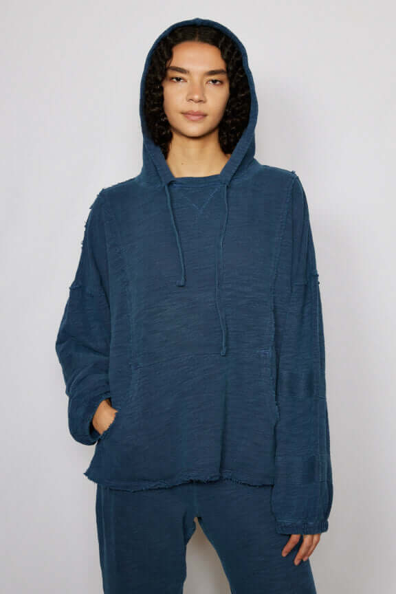 The hoodie you have been dreaming about. Made in USA, The New Baja Hoodie is an update on our best seller. Featuring cool seam detailing and a slouchy fit, this hoodie is ultra cozy and flattering on all body types. + Navy / Sand+ Available in S-XL+ Machine wash cold