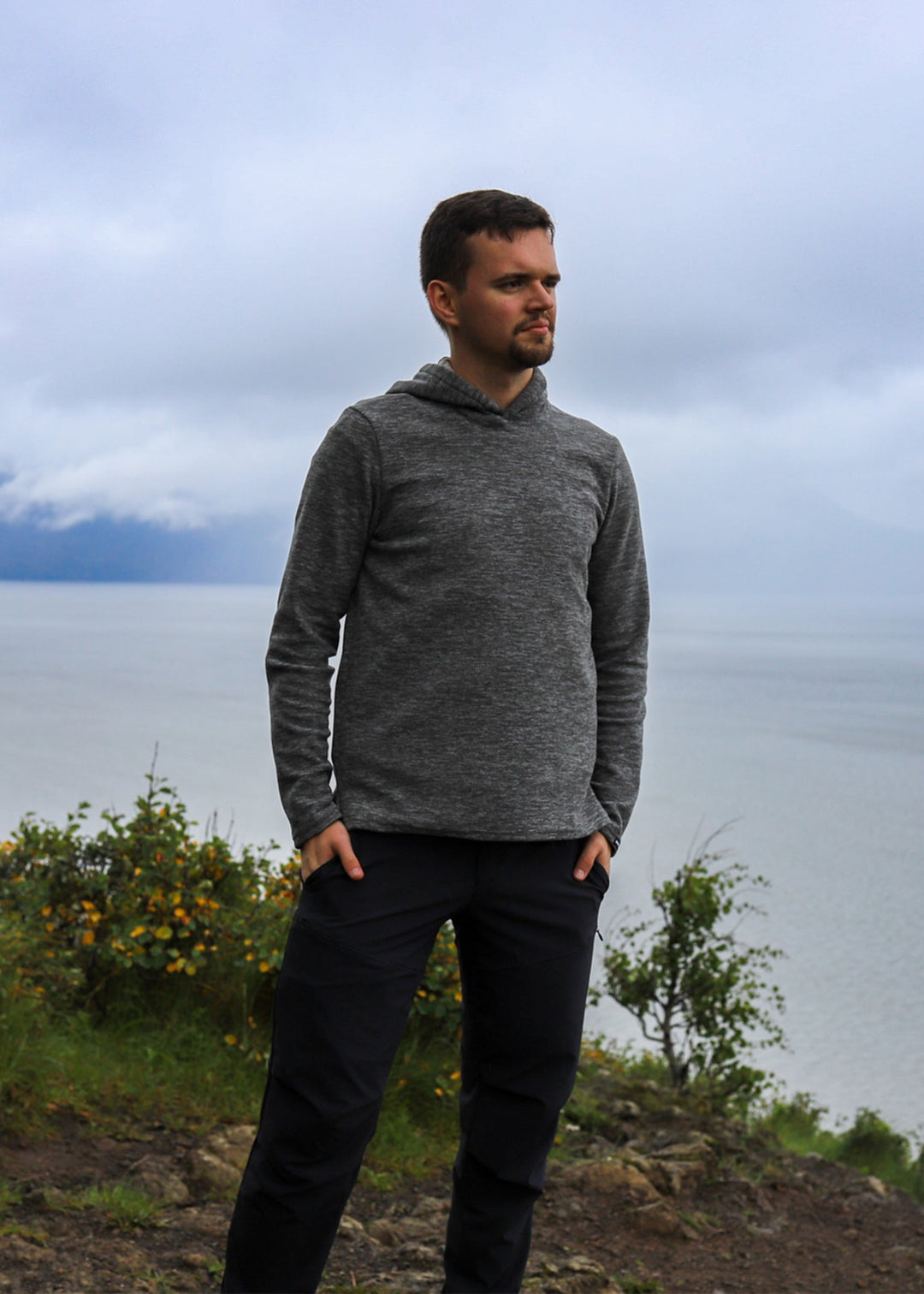 Polar Fleece Long Sleeve Hoodie, styled view, men&