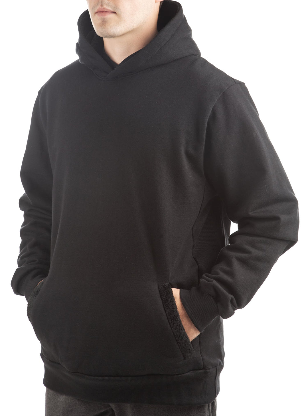Made in USA WSI Sportswear Men's Game Changer Hoodie with faux fur pouch in Black,  Loose Fit Outer layer, Ultra-plush faux fur pouch on the front Super comfortable and durable 14 ounce heavy-weight fleece, Built in hood, Ribbed cuffs for better fit Great for quick warmups or on the side-lines to keep you and your hands extra warm 