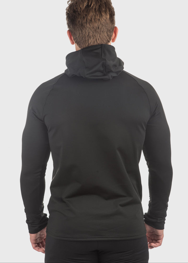 ProWikmax HEATR Hooded Shirt in Black, styled view, men&