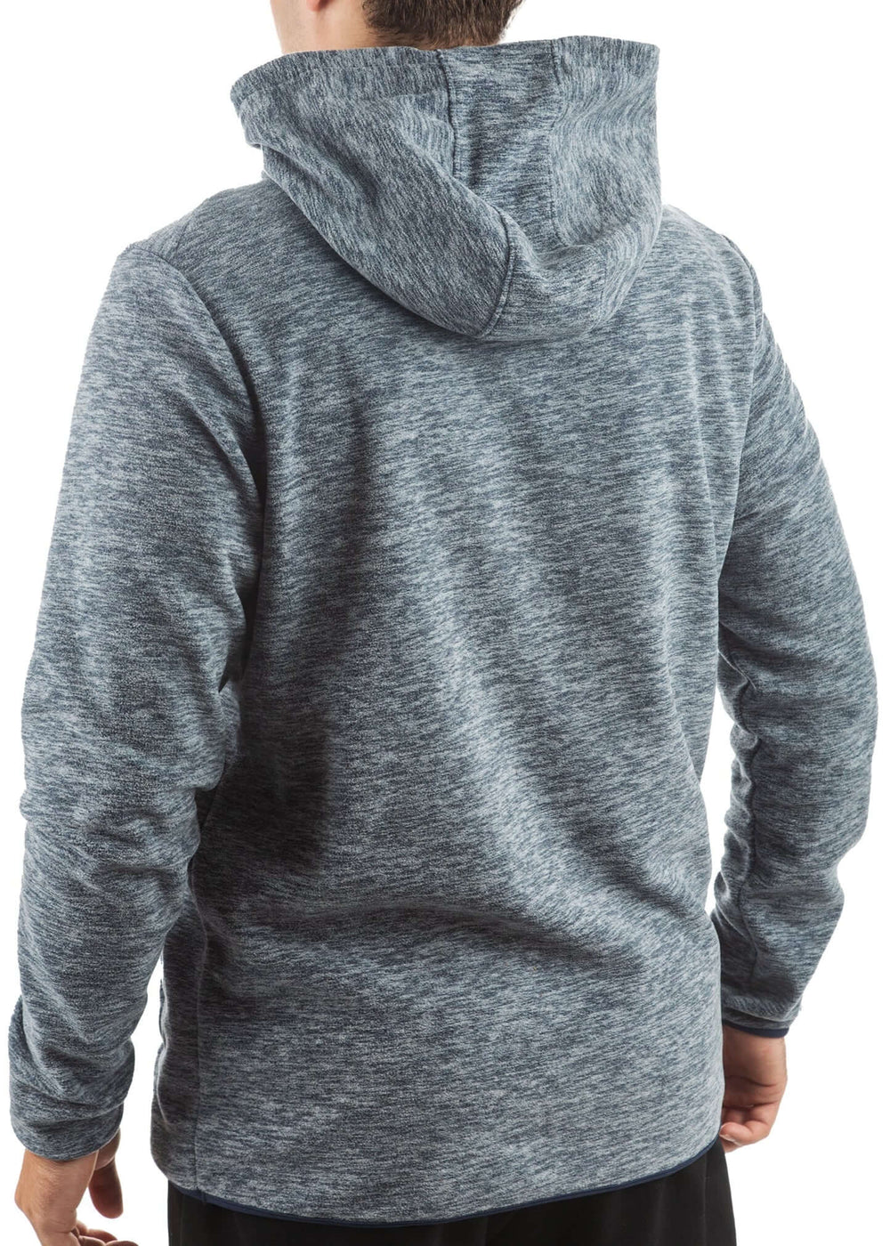 Made in USA WSI Sportswear Men's Polar Fleece Long Sleeve Pocketed Hoodie in Dark Gray, front zippered joey pouch and a built-in hood with a comfortable Bamboo lining