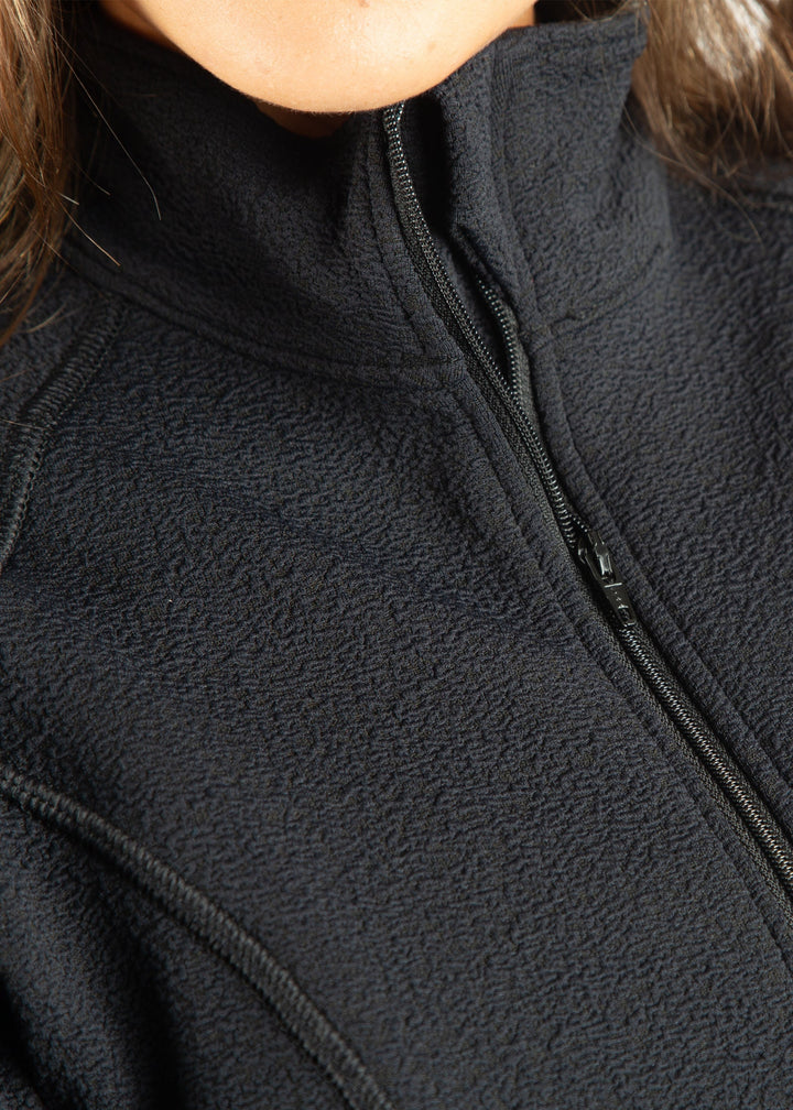 HEATR Frost Full Zip Top in Black, additional view, women&