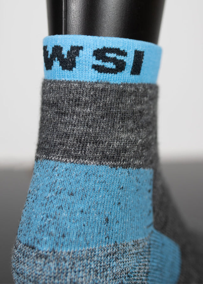Made in USA WSI Sportswear Men’s HEATR® Pioneer Sock. Durable, Stretch, Cole Weather, Gray, Blue, Unisex