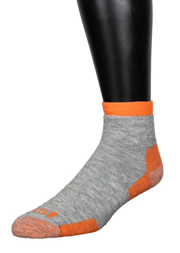 Made in USA WSI Sportswear Men’s Crew HEATR® Socks. Crew length, Dry-fit, Gray, Blue, Unisex