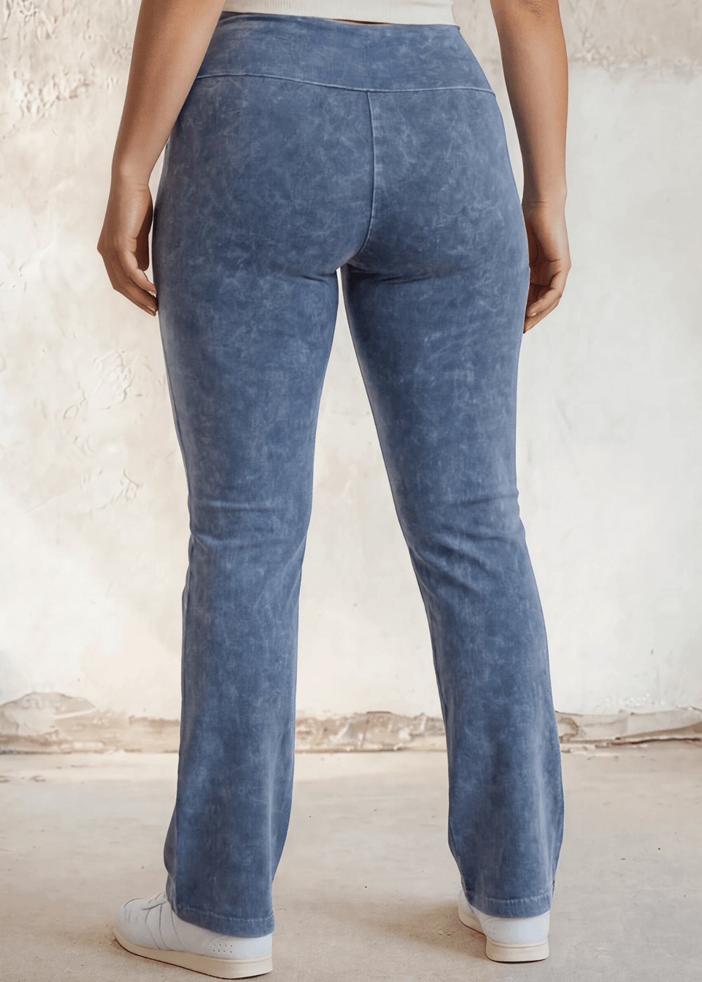 USA Made | Light Denim Women's Plus Size Bootcut Cotton Stretch Jeggings Fold Over Waist  | Style C30136 | Classy Cozy Cool Made in America Clothing Boutique