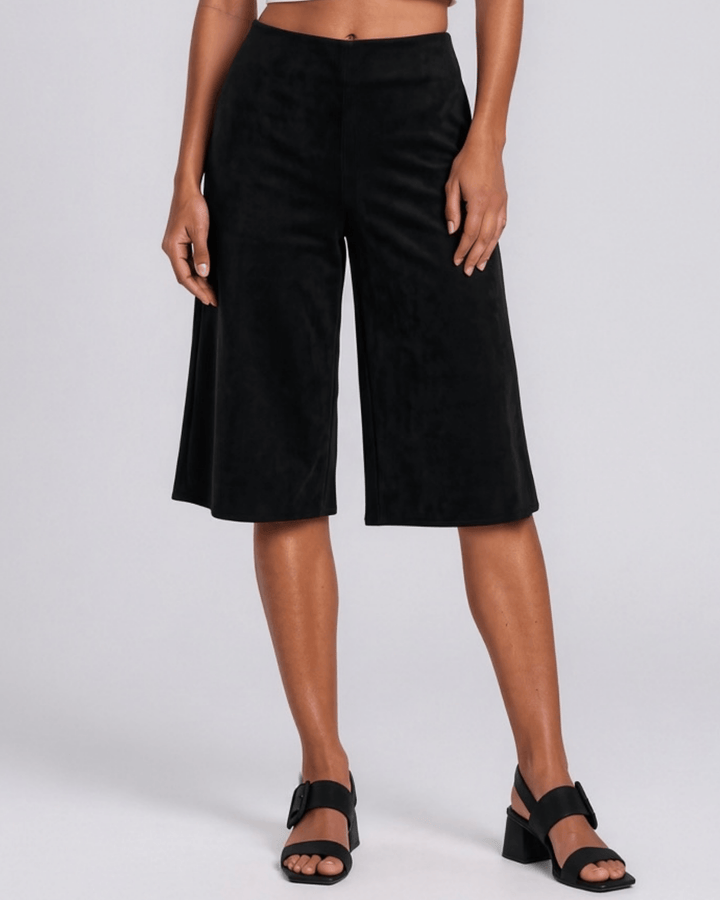 Sadie Suede Culotte Pants - Black