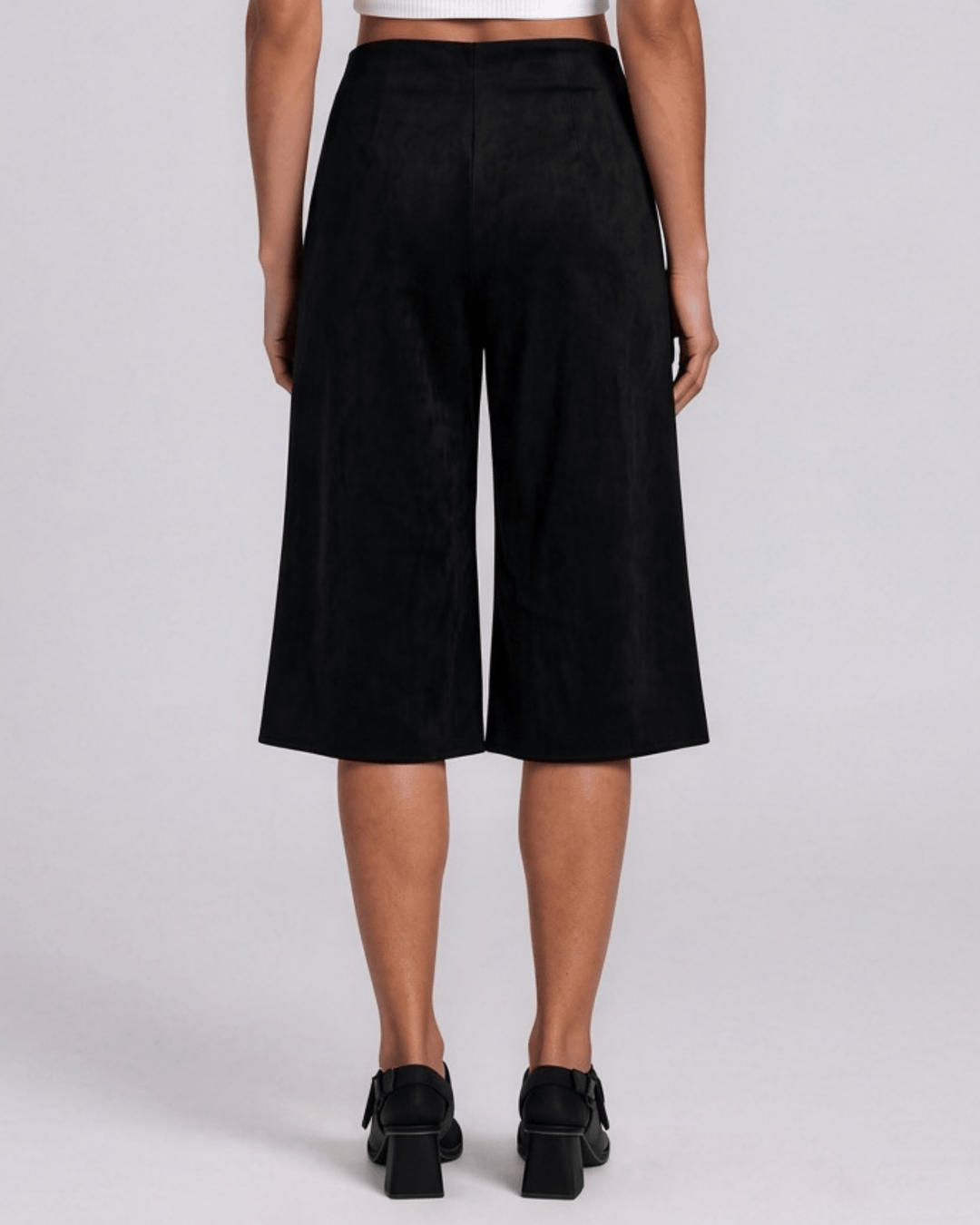 Sadie Suede Culotte Pants - Black