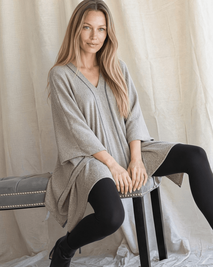 Versatile V-Neck Poncho with Reverse Stitching | Made in USA