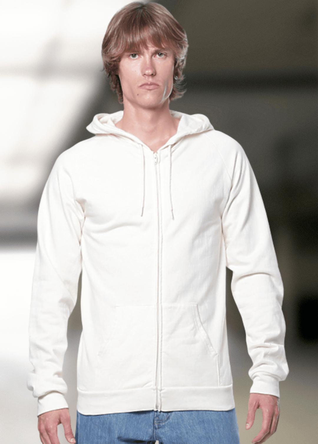 Experience unmatched comfort with this Organic Cotton Full Zip Hoodie in Natural Cream. Crafted in the USA from 100% combed ring-spun organic cotton fleece