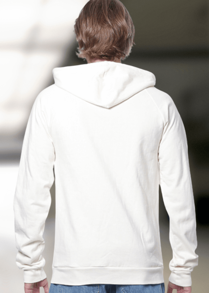 Experience unmatched comfort with this Organic Cotton Full Zip Hoodie in Natural Cream. Crafted in the USA from 100% combed ring-spun organic cotton fleece