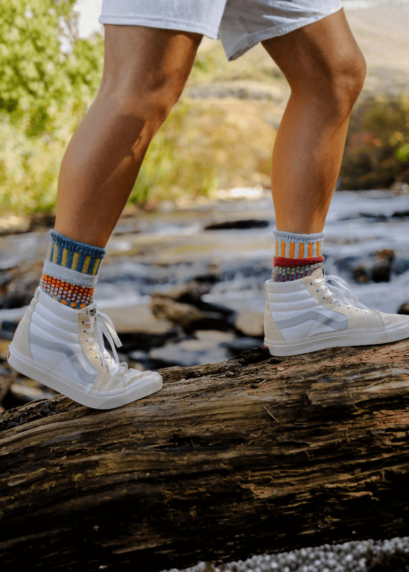 Solmate FIG Knitted Crew Socks | Made in USA | These socks are delightfully mismatched & so very comfortable.  American Made Women's Boutique.