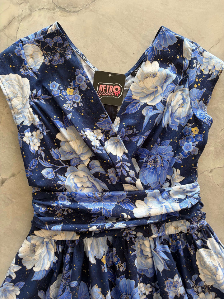 Metallic Floral Greta Dress, detail view