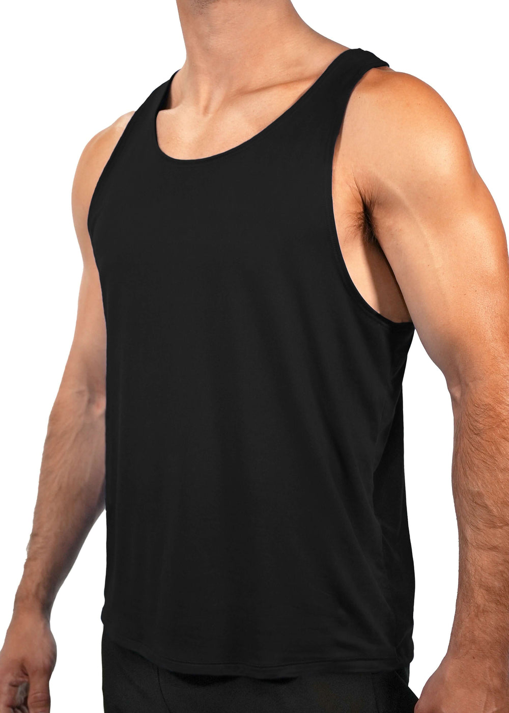 WSI Sportswear Men's SoftTECH™ Tank Top Made in USA, Essential Tank for everyday spring and summer activities, Scoop neck, racer back, Super soft SoftTECH™ fabric in Black