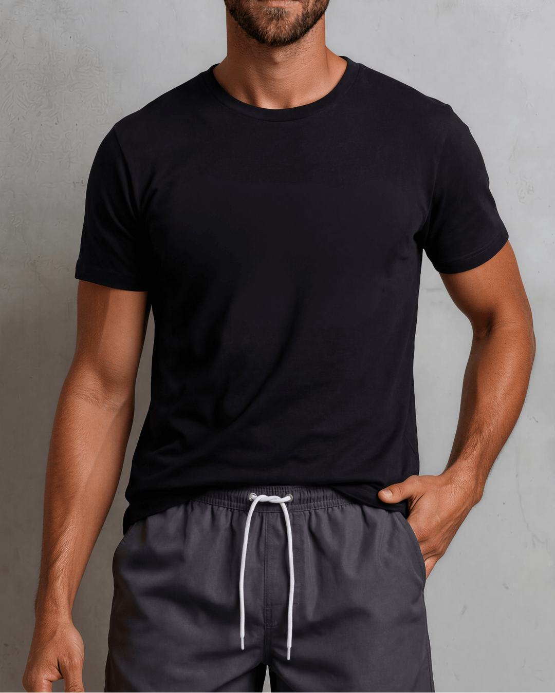 Men's classic black crew neck tee made in USA with 100% USA-grown pre-shrunk cotton. Semi-fitted, super soft, 4.2 oz. Sizes S–3XL.