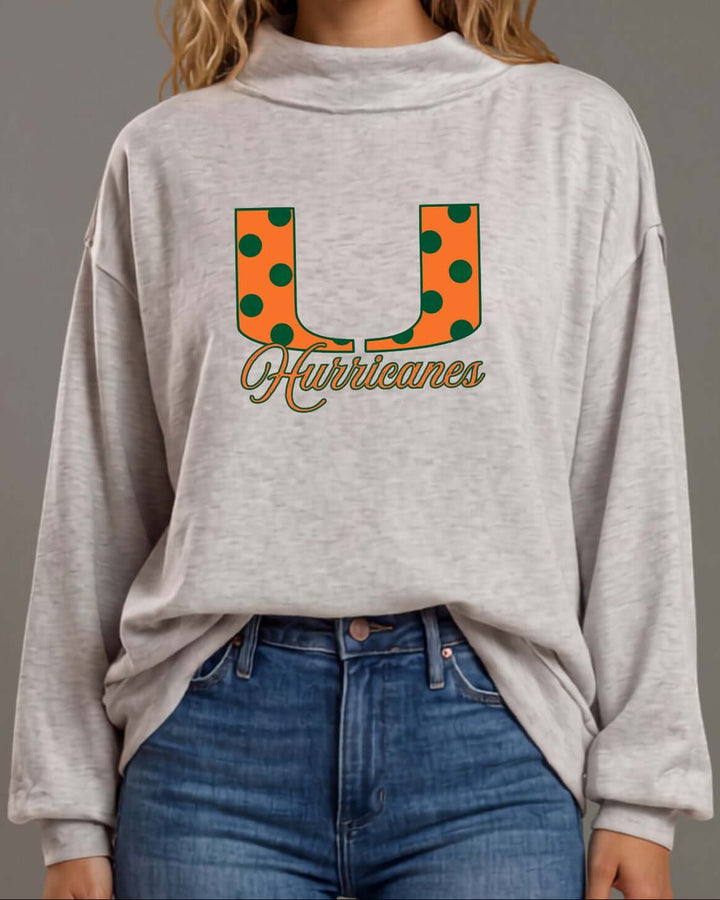 University of Miami Hurricanes Polka Dot Gameday Mock Neck Sweatshirt, women&