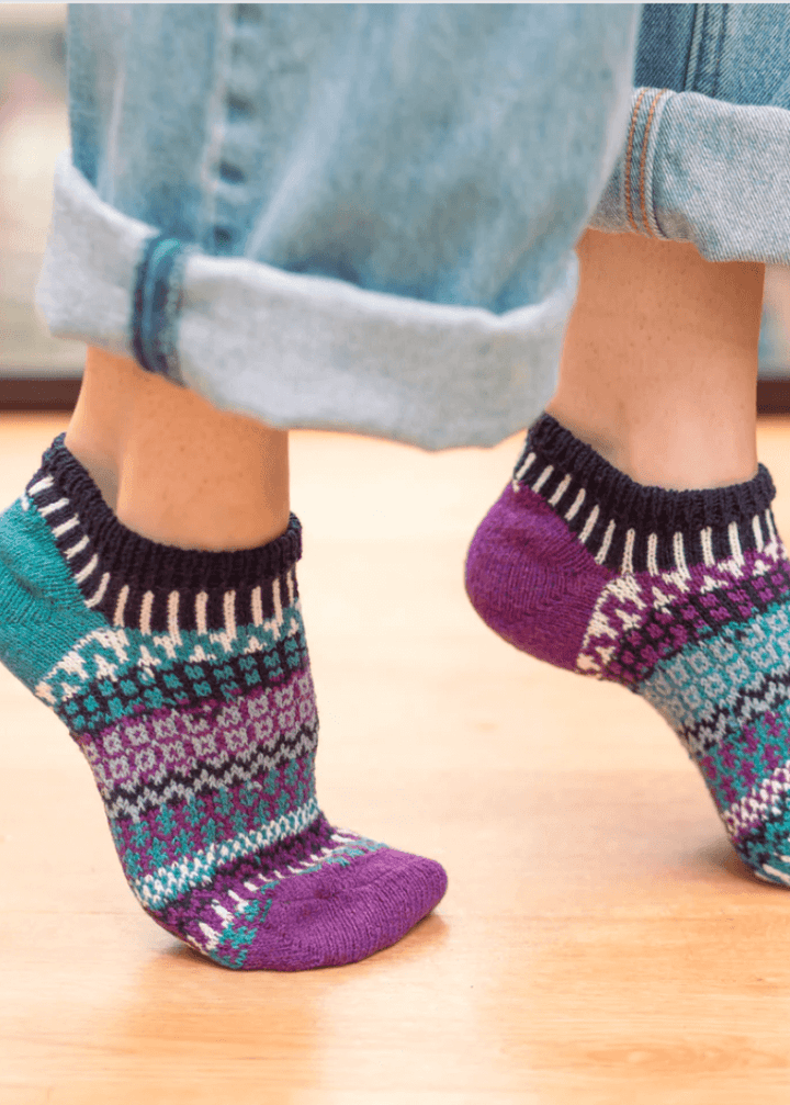 Solmate MOONSTONE Knitted Ankle Socks | Made in USA | These socks are delightfully mismatched &amp; so very comfortable.  American Made Women&