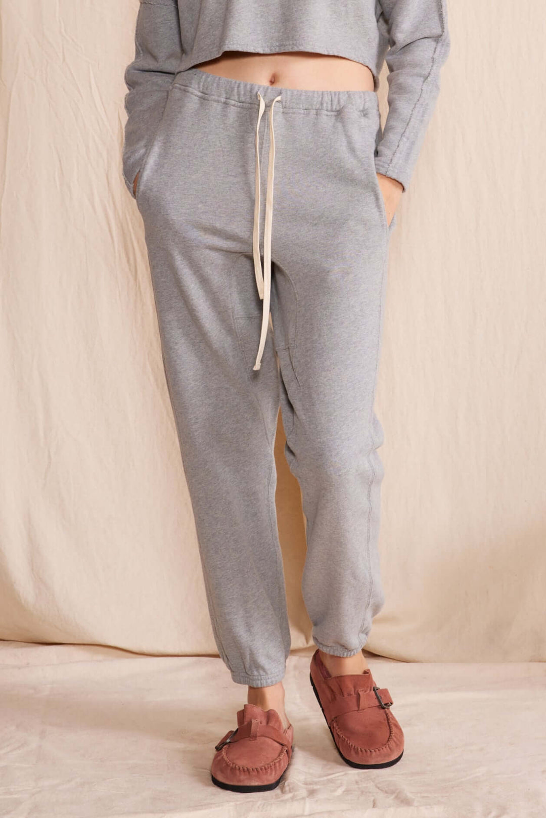 People of Leisure - Cruz Sweatpants - In a versatile heather gray, these comfort fit pants are the trusty sidekick for your daily grind or your lazy Sundays – ethically sourced, locally made, and upcycled with heart right in LA's vibrant core.