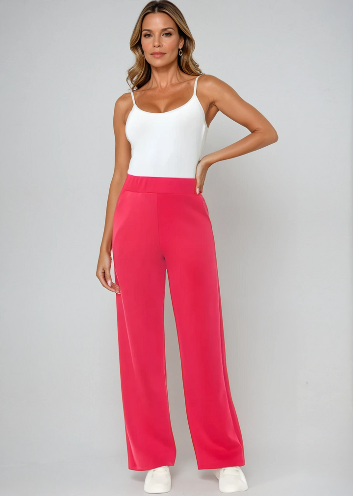 Made in USA Super Soft Relaxed Fit Pant Material Compares to LuLulemon Scuba Line Wrinkle Resistant Medium Weight Material Feels Ultra Lightweight and Soft Side Pockets in Hot Pink