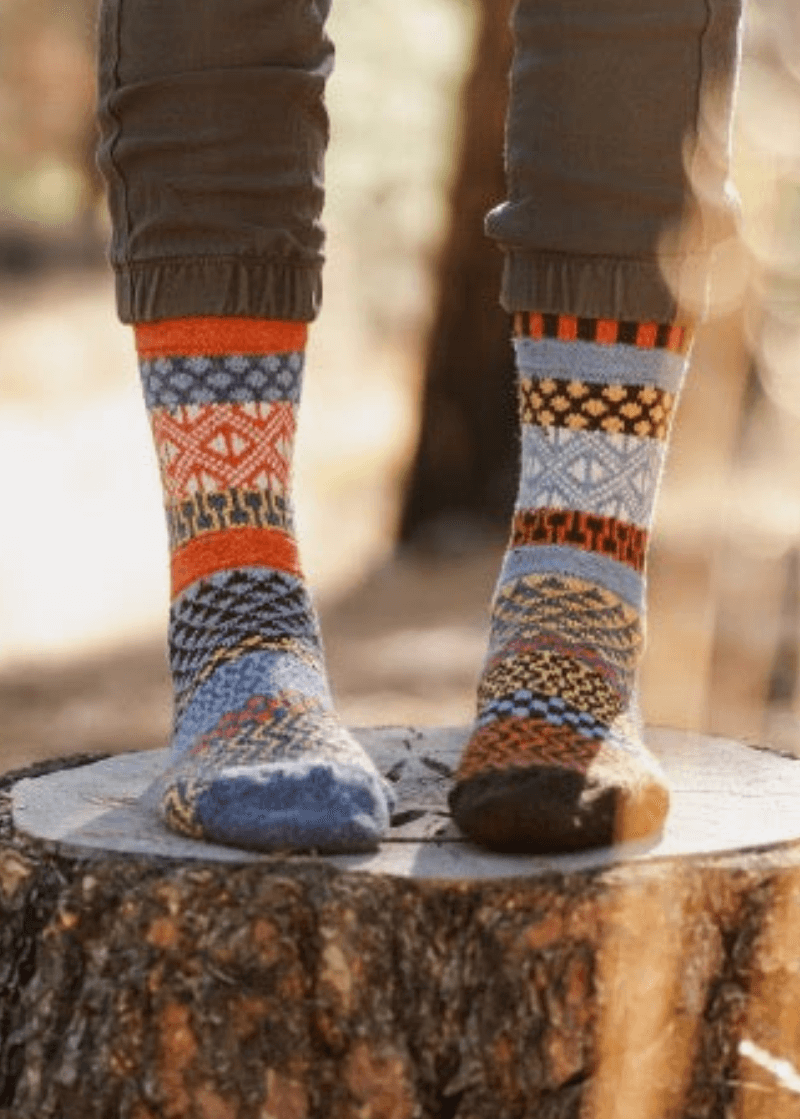 Solmate PONDEROSA Wool Blend Knitted Crew Socks | Made in USA | These socks are delightfully mismatched & so very comfortable.  Classy Cozy Cool 