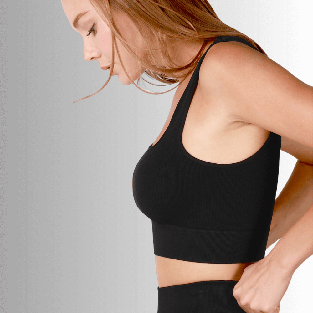 Nikibiki Style NS8003 | Women's Square Neckline Ribbed Base Layer Tank Top or Bra Top in Black | Made in USA | Classy Cozy Cool Made in America Boutique