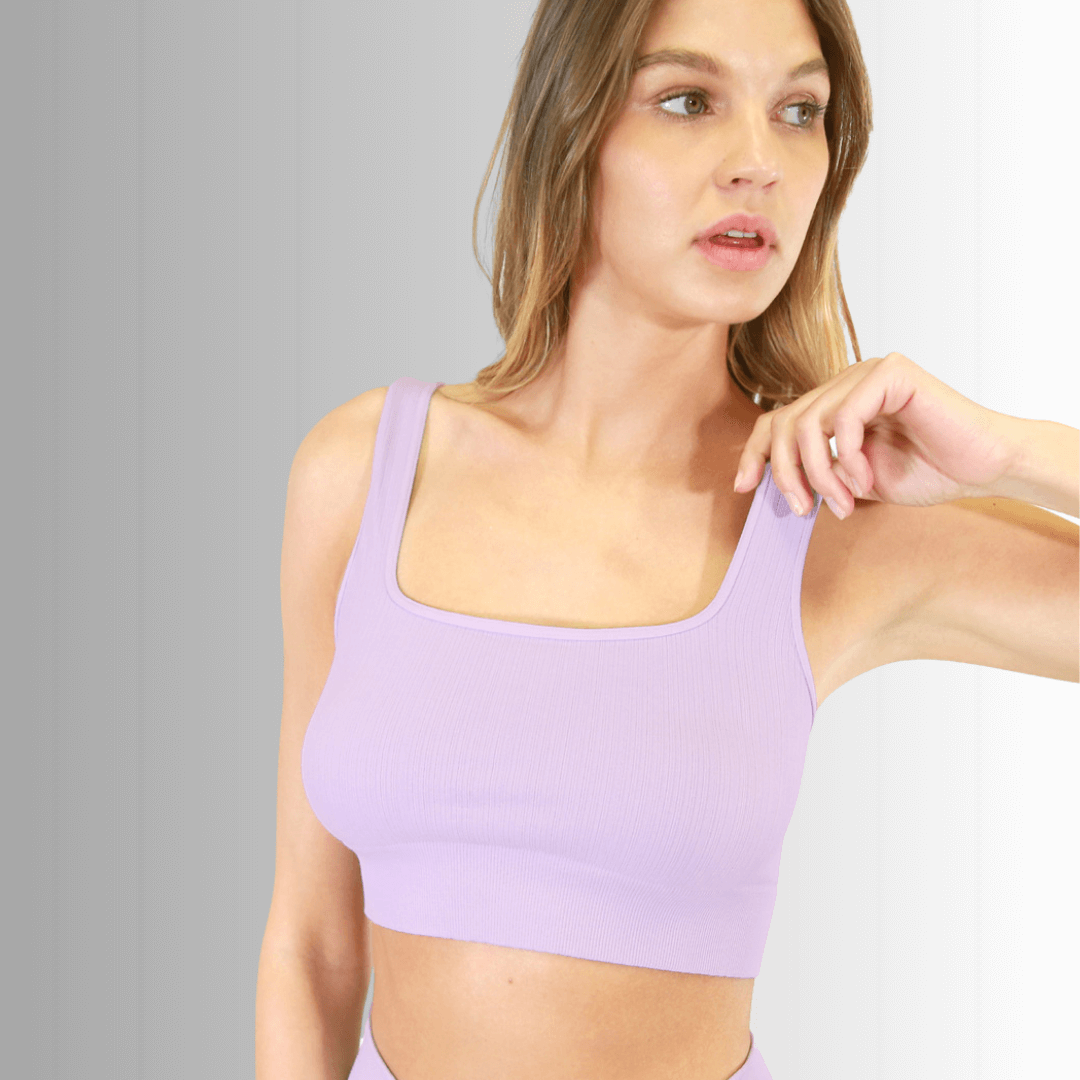 Nikibiki Style NS8003 | Women's Square Neckline Ribbed Base Layer Tank Top or Bra Top in Fair Orchid | Made in USA | Classy Cozy Cool Made in America Boutique