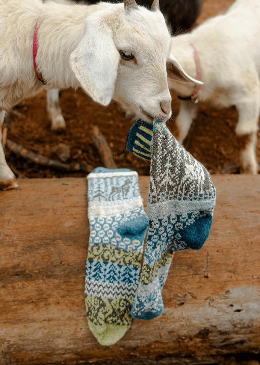 Solmate GOAT Knitted Crew Socks | Made in USA | These socks are delightfully mismatched &amp; so very comfortable.  American Made Women&
