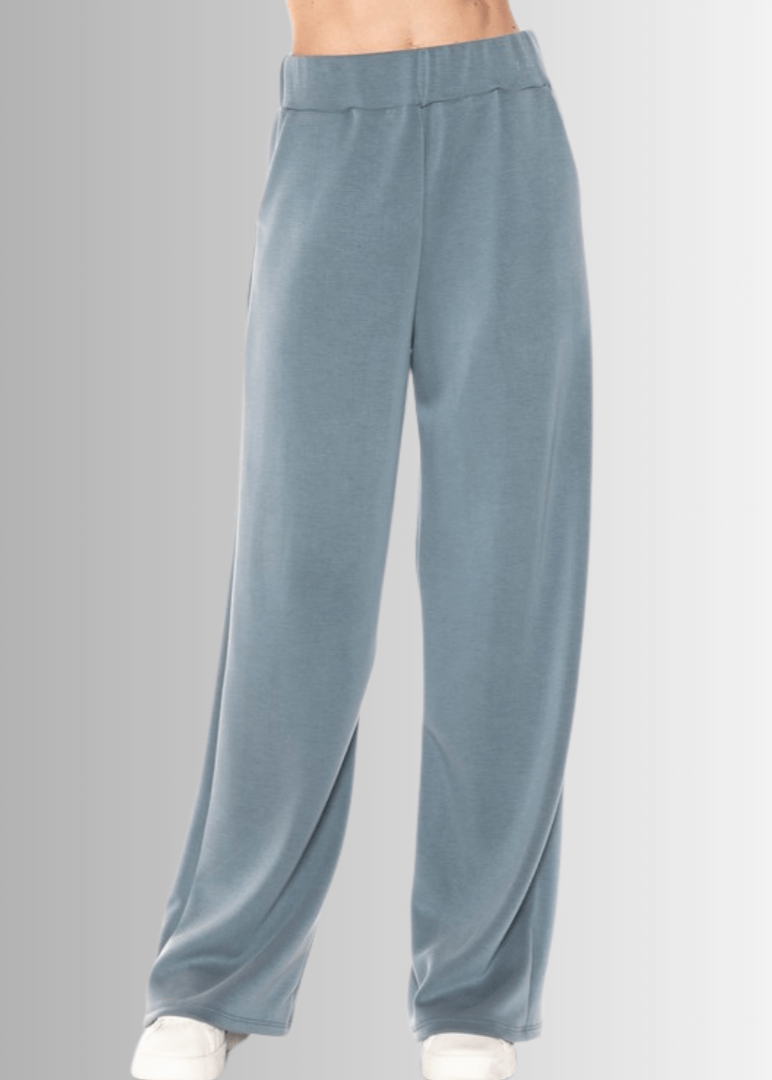 Made in USA Super Soft Relaxed Fit Pant Material Compares to LuLulemon Scuba Line Wrinkle Resistant Medium Weight Material Feels Ultra Lightweight and Soft Side Pockets in Slate Blue