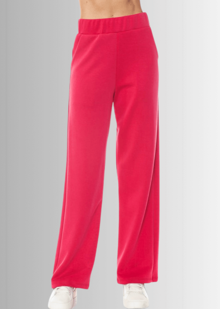 Made in USA Super Soft Relaxed Fit Pant Material Compares to LuLulemon Scuba Line Wrinkle Resistant Medium Weight Material Feels Ultra Lightweight and Soft Side Pockets in Hot Pink