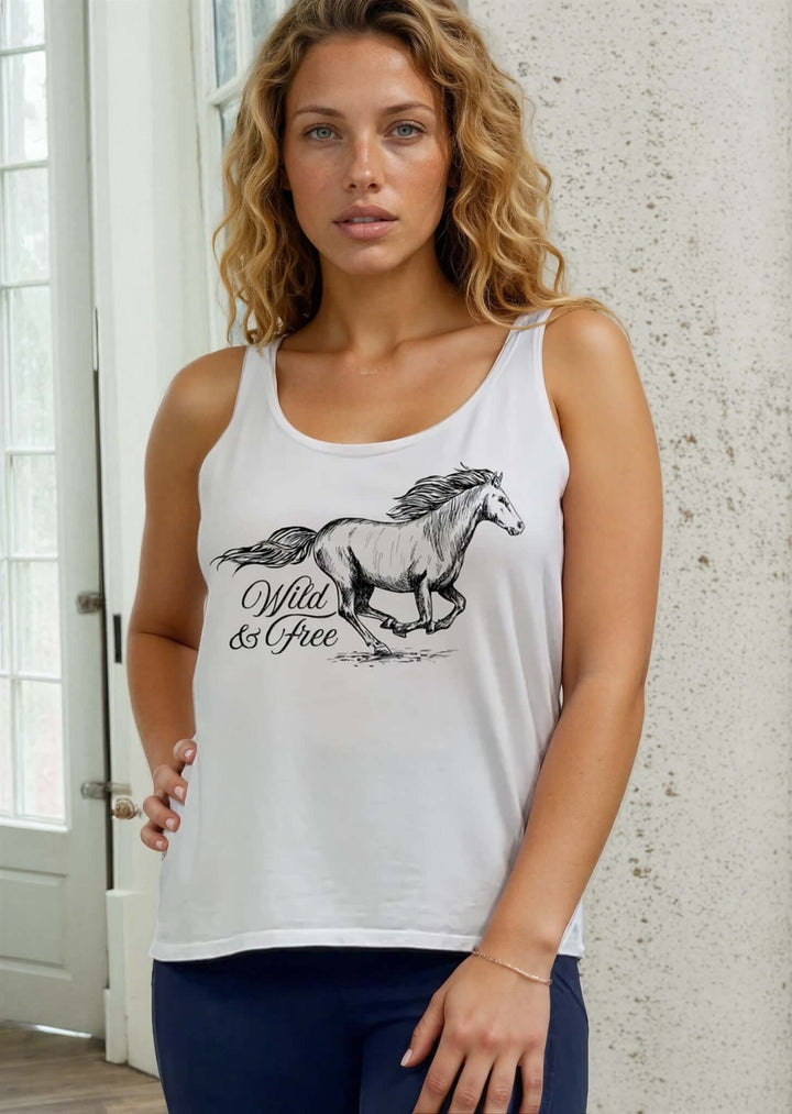 Made in USA Wild and Free Horse Graphic Women&