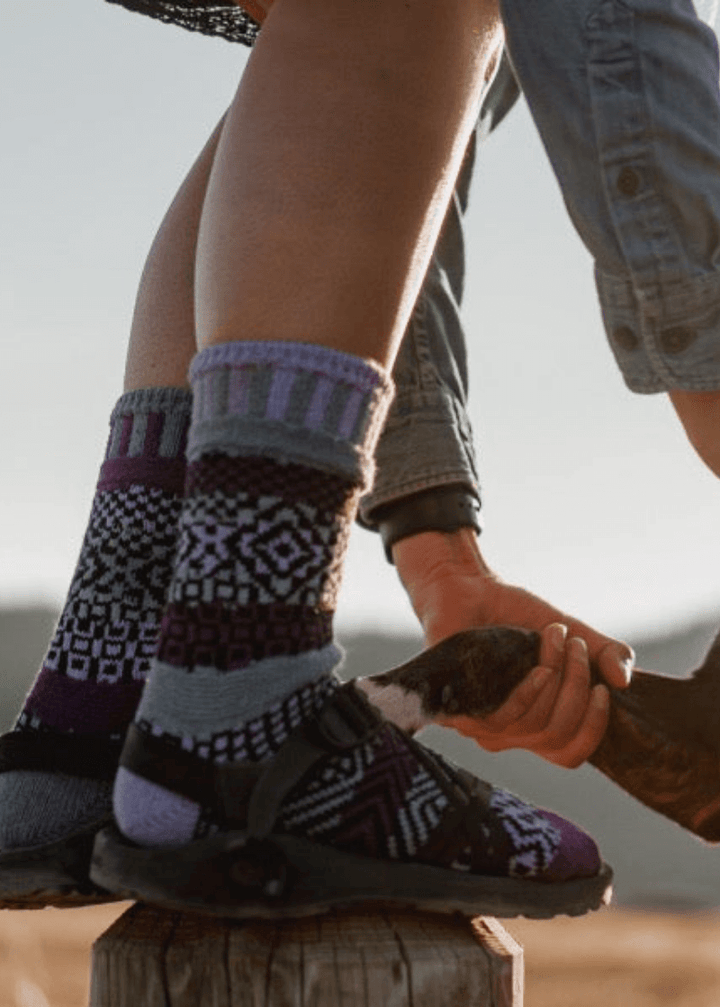 Solmate WISTERIA Knitted Crew Socks Proudly Made USA | These socks are delightfully mismatched &amp; so very comfortable. Classy Cozy Cool Women&