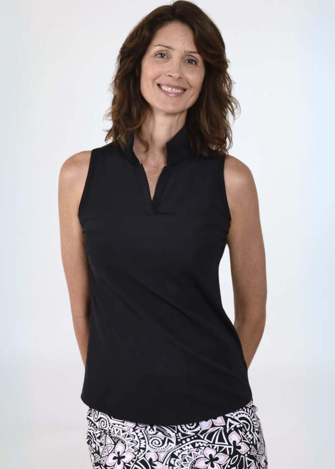 Proudly Made in USA Ladies Pebble Beach Sleeveless Top in Black | Perfect for Golf, Tennis, Pickleball or Every Day Wear | Classy Cozy Cool Women's Made in America Boutique