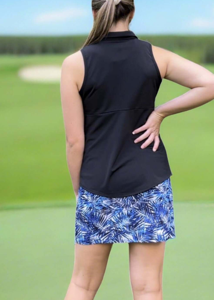 Ladies Active Wear Fairway Skort in Navy Palm Print by Southwind Apparel | Made in USA | For Golf, Tennis, Pickleball, Lunch, Vacation Wear for Spring &amp; Summer | Classy Cozy Cool Women&