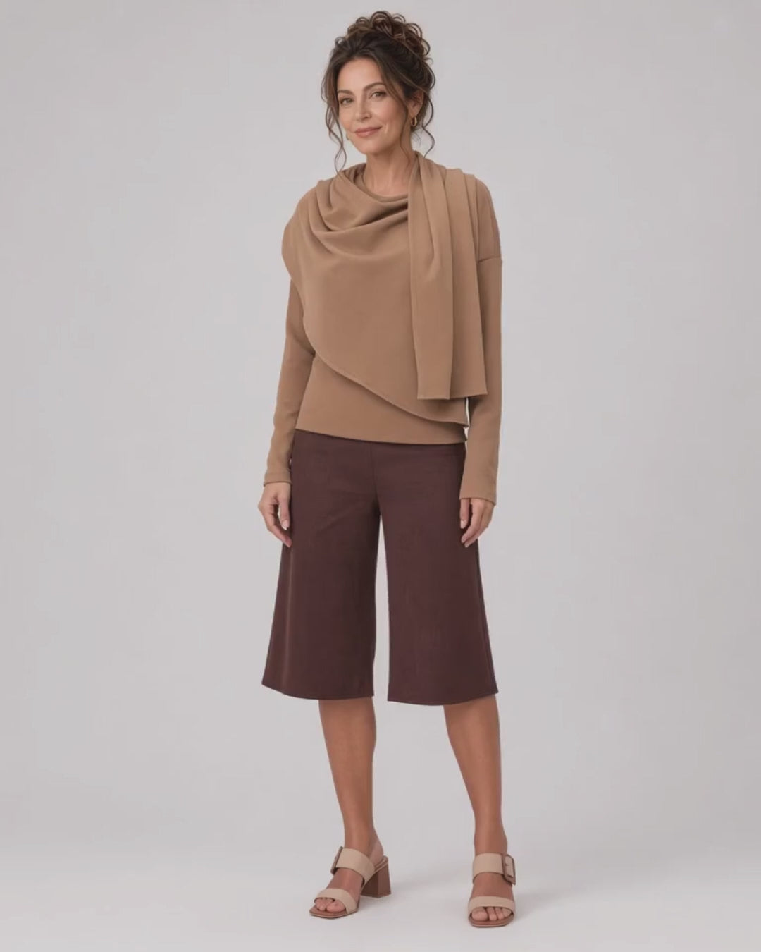Sadie Suede Culotte Pants - Brown