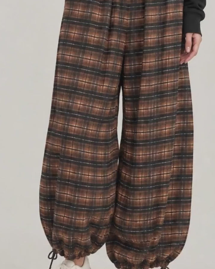 Chelsea Checker Balloon Pants in brown, product video