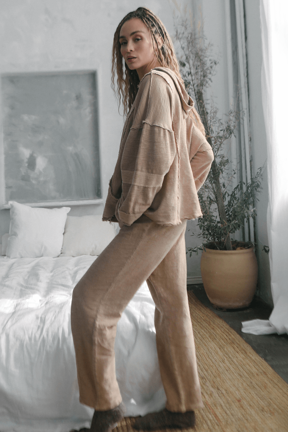 The pants you have been dreaming about. The New Baja Pants is an update on our best seller. Crafted from 100% cotton and featuring a cool relaxed fit, these pants are ultra cozy and flattering on all body types. Sand / Olive / Navy, Made in USA