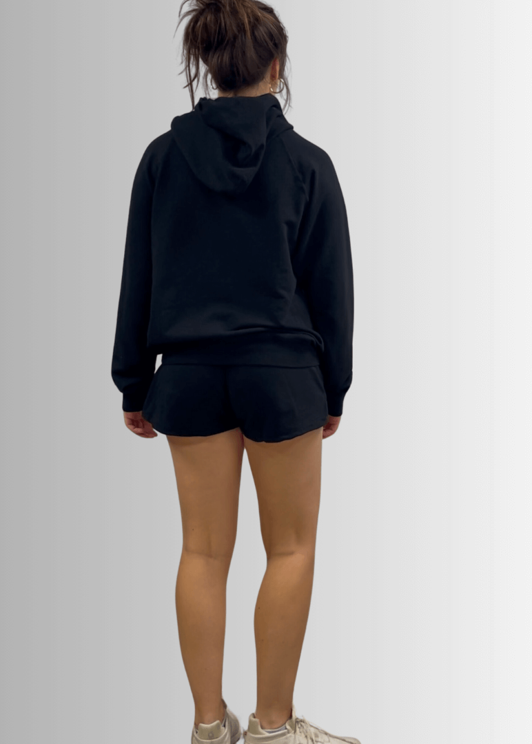 Annie All Cotton French Terry Shorts in Black, detail view, women&