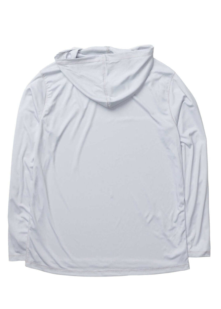 Unisex UV Protection USA Long Sleeve Hoodie in Grey, detail view, Made in USA