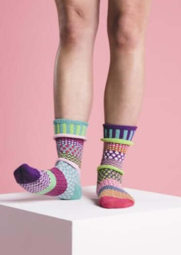 Solmate Socks DAHLIA Knitted Crew Socks Proudly Made USA | These socks are delightfully mismatched & so very comfortable. American Made Clothing